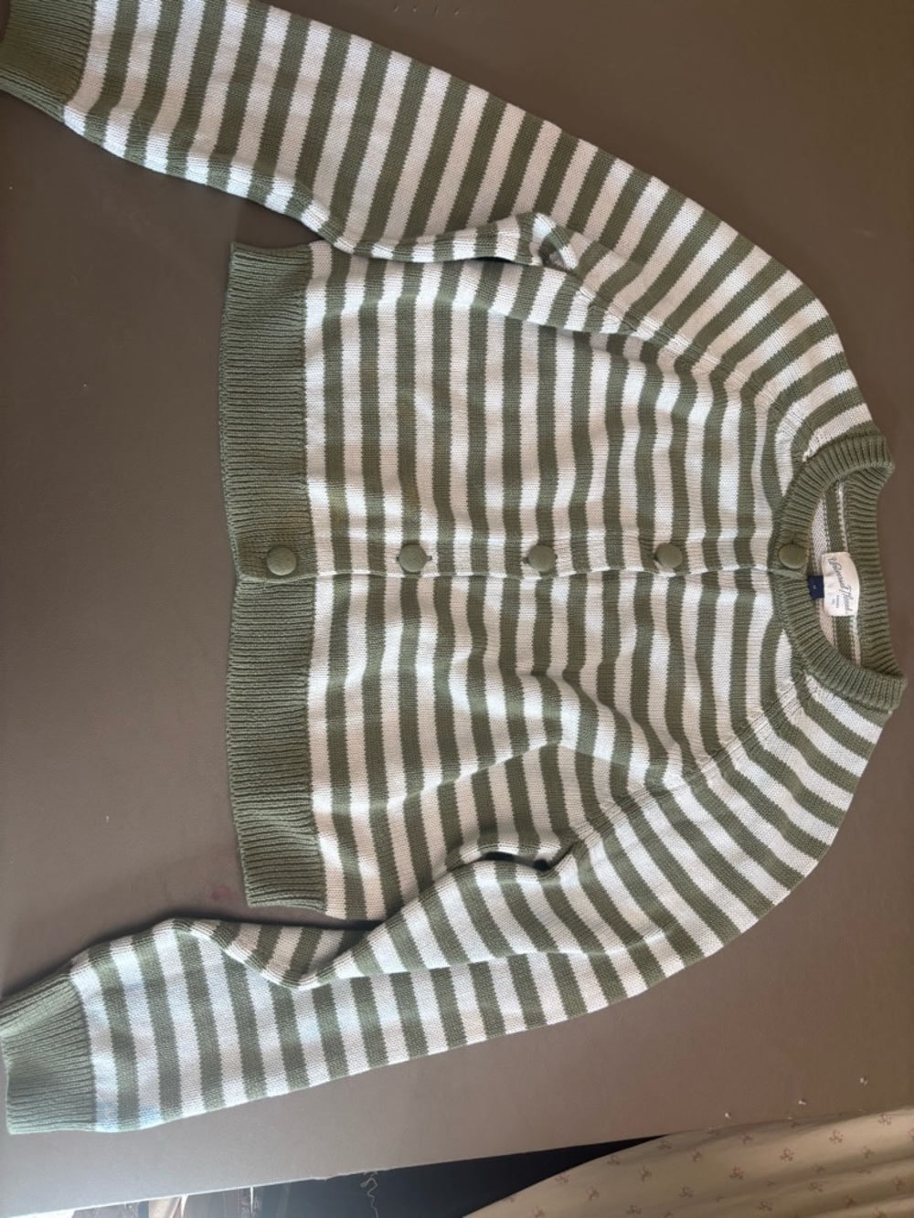 Universal Thread Olive Green and White Striped Button Cardigan